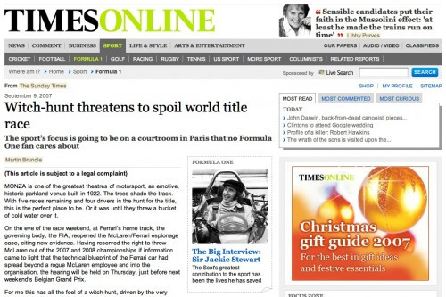 FIA teisis su „The Sunday Times“