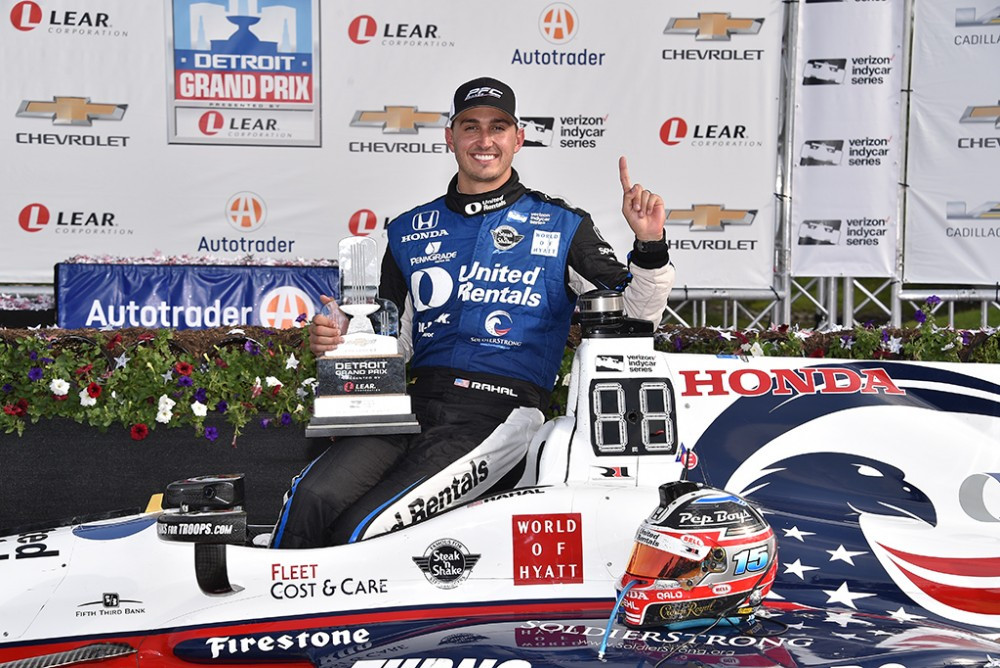 IndyCar. Detroite - antroji iš eilės G. Rahalo pergalė