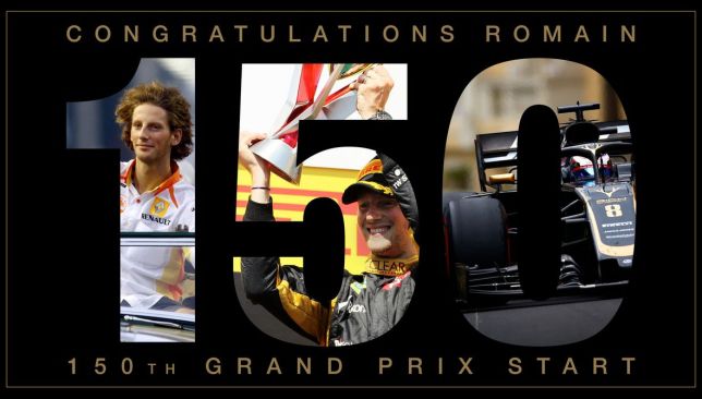 Komanda pasveikino R. Grosjeaną su 150-tuoju GP etapu