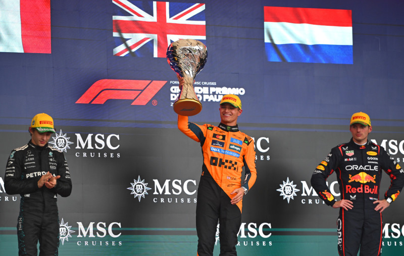 San Paulo GP triumfavo L. Norrisas, įspūdingą pasirodymą surengęs M. Verstappenas – trečias