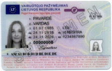 Vairuotojo pažymėjimo kodai