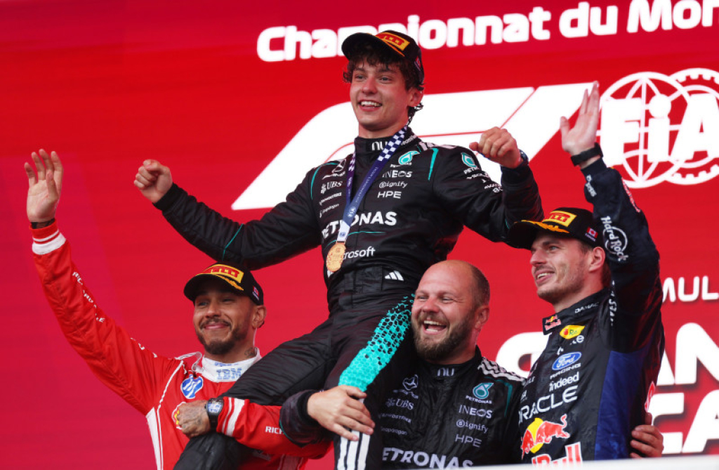 Kanados GP triumfavo G. Russellu po gedimo atsikratęs K. Antonelli